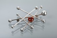 Lot 1184 - DANISH SILVER AMBER SET BROOCH BY FROM of...