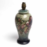 Lot 601 - MOORCROFT LILY LAMP BASE impressed mark, 33cm...