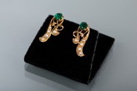 Lot 1225 - PAIR OF EMERALD AND SEED PEARL EARRINGS set...