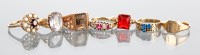 Lot 1230 - GROUP OF GEM AND PASTE SET RINGS including a...