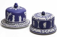 Lot 607 - TWO VICTORIAN BLUE AND WHITE CHEESE DISHES one...
