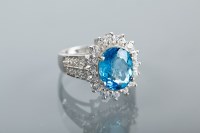 Lot 1306 - TOPAZ AND WHITE SAPPHIRE DRESS RING the large...