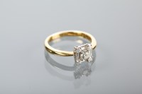 Lot 1340 - DIAMOND CLUSTER RING the square bezel set with...