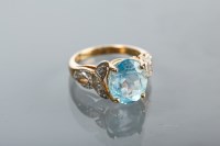 Lot 1364 - LARGE AQUAMARINE DRESS RING the oval...