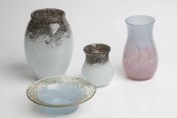 Lot 621 - THREE MONART GLASS VASES AND A MONART GLASS...