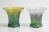 Lot 624 - TWO MONART GLASS VASES of flared tapering...