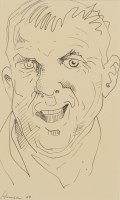 Lot 1682 - PETER HOWSON OBE, BILLY pen on coloured paper,...