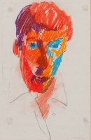 Lot 1694 - PETER HOWSON OBE, SELF-PORTRAIT mixed media on...