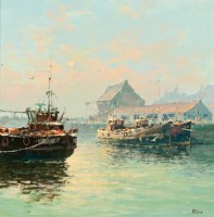 Lot 1711 - * ALFRED ALLAN, SUNSET, PITTENWEEM oil on...