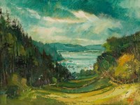 Lot 1719 - * JAMES WATT RGI, CRINAN HARBOUR oil on canvas,...