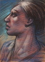 Lot 1738 - * PETER HOWSON OBE, FEMALE HEAD STUDY pastel...