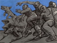 Lot 1768 - * PETER HOWSON OBE, STUDY FOR PATRIOTS pastel...