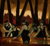 Lot 1787 - * JAMIE O'DEA, BATHERS oil on paper mounted on...