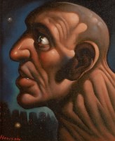 Lot 1796 - * PETER HOWSON OBE, MALE HEAD PORTRAIT oil on...