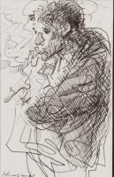 Lot 1867 - * PETER HOWSON OBE, SMOKER pen on paper,...