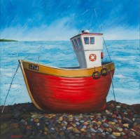 Lot 1875 - LYNNE JOHNSTONE, BRIGHT BOAT oil on canvas,...