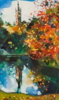 Lot 1887 - BRYAN EVANS, AUTUMN AT CYPRUS POND watercolour,...