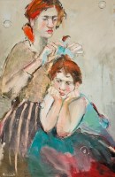 Lot 1922 - * BASIA ROSZAK, SISTERS oil on canvas, signed...