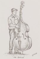 Lot 1954 - * GRAHAM MCKEAN, THE BASSIST pencil on paper,...