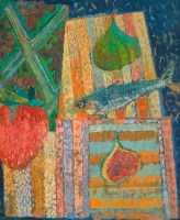 Lot 1994 - * GILLIAN BIRNIE, FRUITY FISH oil on canvas,...