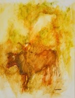 Lot 2006 - * ANNE ANDERSON MAYO, THE BULL oil on gesso,...