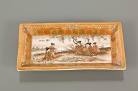 Lot 2 - JAPANESE SATSUMA TRAY decorated with female...
