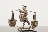 Lot 12 - CHINESE SILVER NOVELTY CRUET SET in the form...