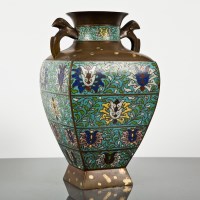 Lot 17 - CHINESE CLOISONNE VASE of squared tapering...