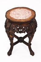 Lot 22 - CHINESE HARDWOOD JARDINERE with bird and...