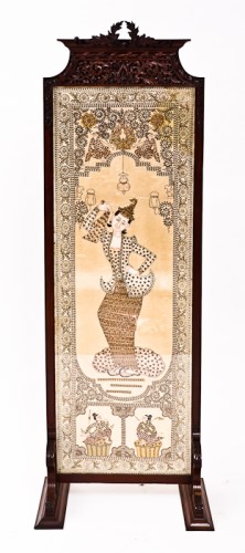 Lot 23 - INDIAN/TIBETAN CARVED WOOD SCREEN WITH...