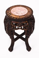 Lot 26 - CHINESE HARDWOOD JARDINERE with floral carved...