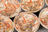 Lot 34 - SEVEN JAPANESE SATSUMA BOWLS decorated with a...