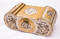 Lot 80 - CHINESE CARVED WOOD CHEST carved with panels...