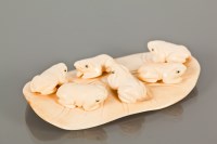 Lot 82 - JAPANESE MEIJI PERIOD IVORY OKIMOMO of frogs...
