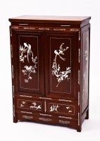 Lot 88 - CHINESE WOOD AND MOTHER OF PEARL CABINET with...