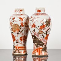 Lot 99 - PAIR OF JAPANESE KUTANI VASES of baluster form...