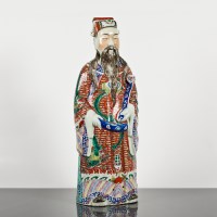 Lot 115 - LARGE CHINESE POLYCHROME CERAMIC FIGURE of a...