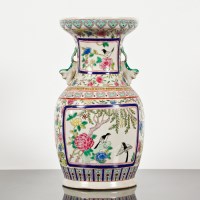 Lot 141 - CHINESE FAMILLE ROSE VASE with trumpet neck...