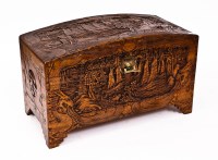Lot 178A - CHINESE CARVED WOOD CHEST carved with a scene...