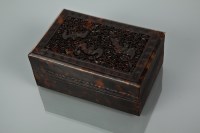 Lot 195 - CHINESE CARVED TORTOISESHELL CARD BOX the lid...