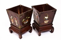 Lot 197 - PAIR OF CHINESE JARDINIERES ON STANDS with...