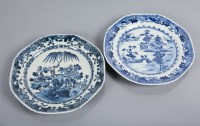 Lot 199 - TWO CHINESE BLUE AND WHITE PLATES of octagonal...
