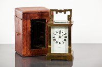 Lot 253 - EARLY 20TH CENTURY FRENCH BRASS CARRIAGE CLOCK...