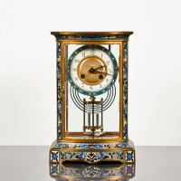 Lot 258 - 19TH CENTURY CHAMPLEVE ENAMEL FOUR GLASS BRASS...