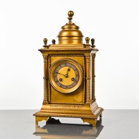 Lot 276 - LATE 19TH CENTURY GILT BRASS MANTEL CLOCK...