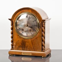 Lot 281 - GERMAN LINE INLAID MAHOGANY QUARTER STRIKING...