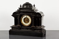 Lot 287 - VICTORIAN BLACK SLATE MANTEL CLOCK ofl...