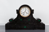 Lot 294 - VICTORIAN FRENCH BLACK SLATE AND MALACHITE...