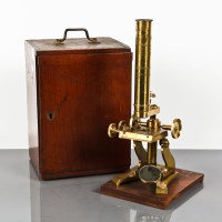 Lot 321 - LATE 19TH CENTURY LACQUERED BRASS MICROSCOPE...