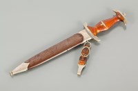 Lot 365 - GERMAN SA DAGGER with wooden grip and etched...